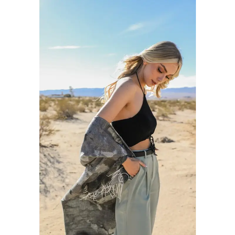 Lace-Up Halter Knit Bralette.