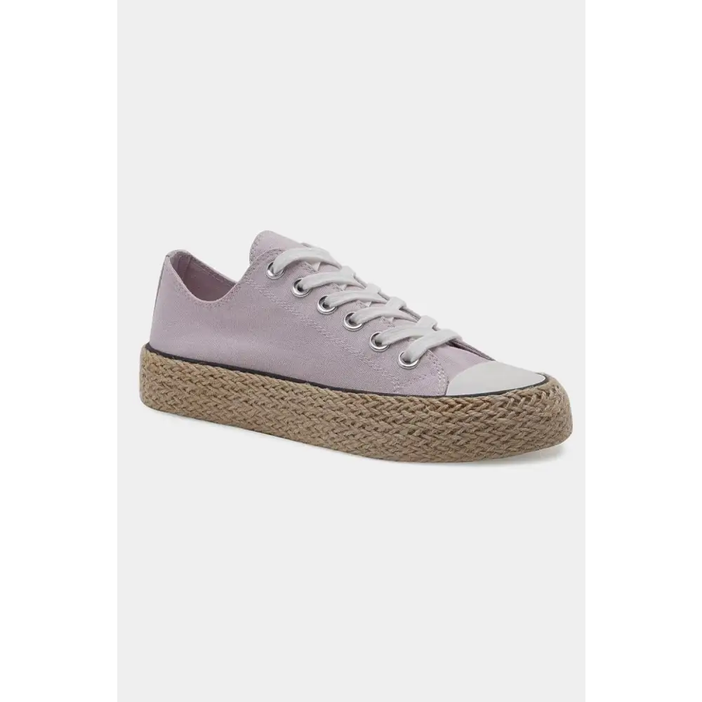 Lace Up Woven Espadrille Sole Sneakers.