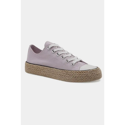 Lace Up Woven Espadrille Sole Sneakers.