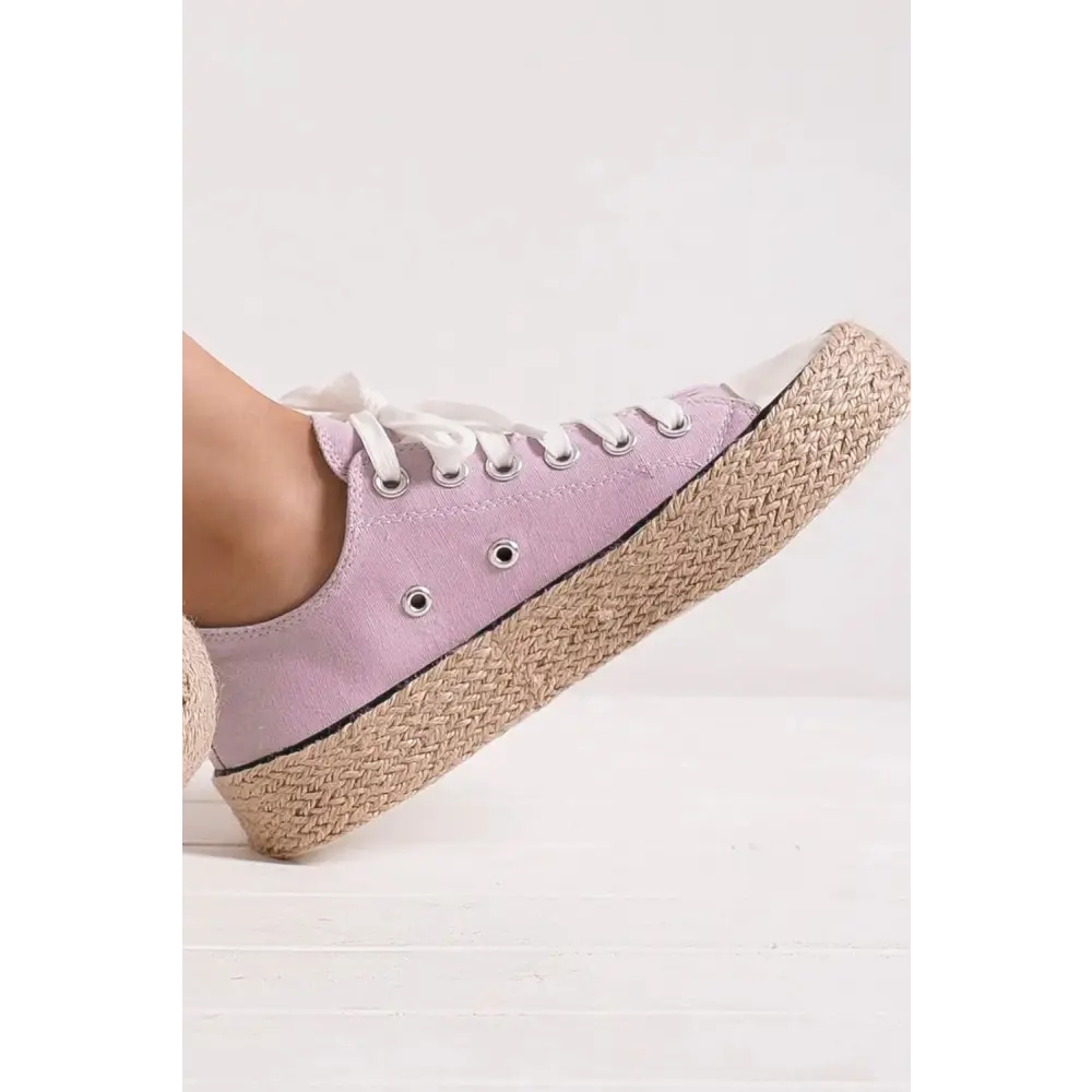 Lace Up Woven Espadrille Sole Sneakers.