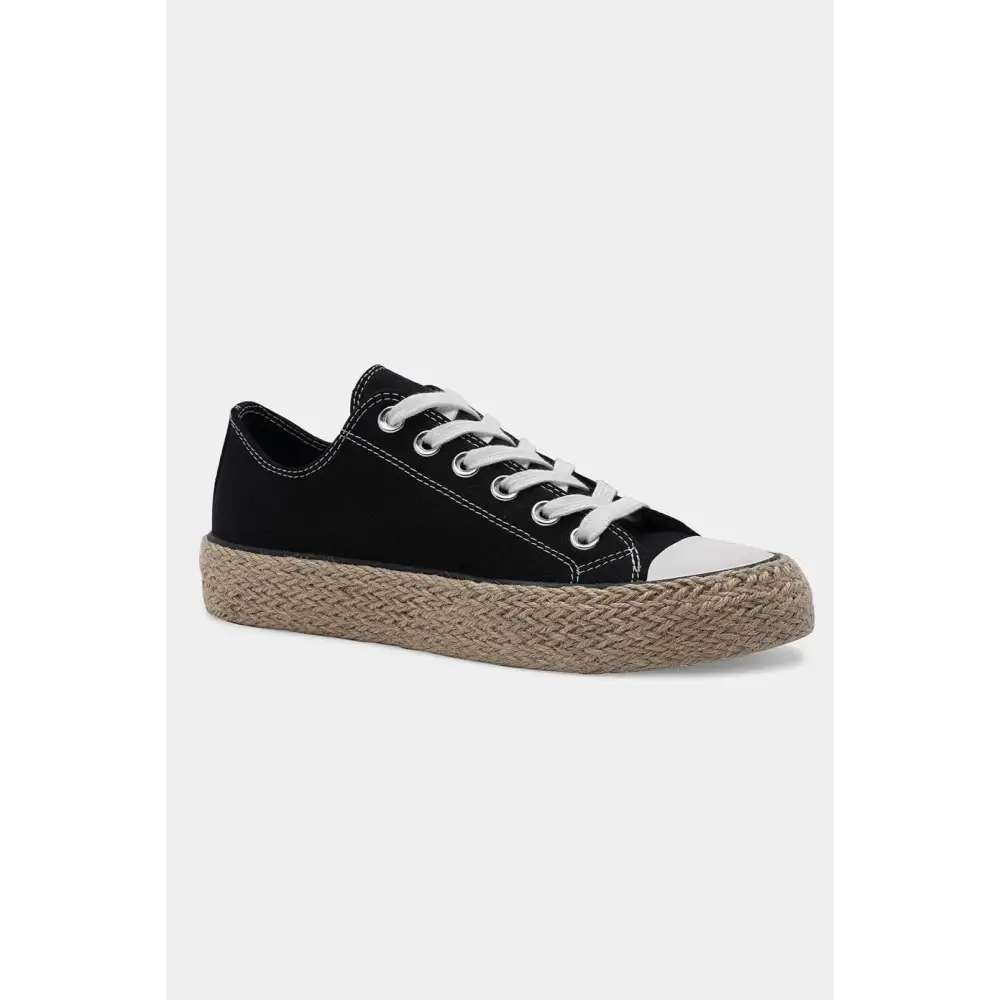 Lace Up Woven Espadrille Sole Sneakers.
