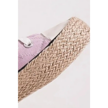 Lace Up Woven Espadrille Sole Sneakers.