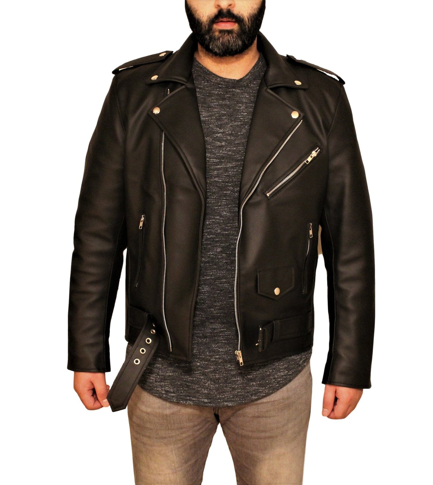 Vegan Black Motorcycle Style Faux Leather Jacket
