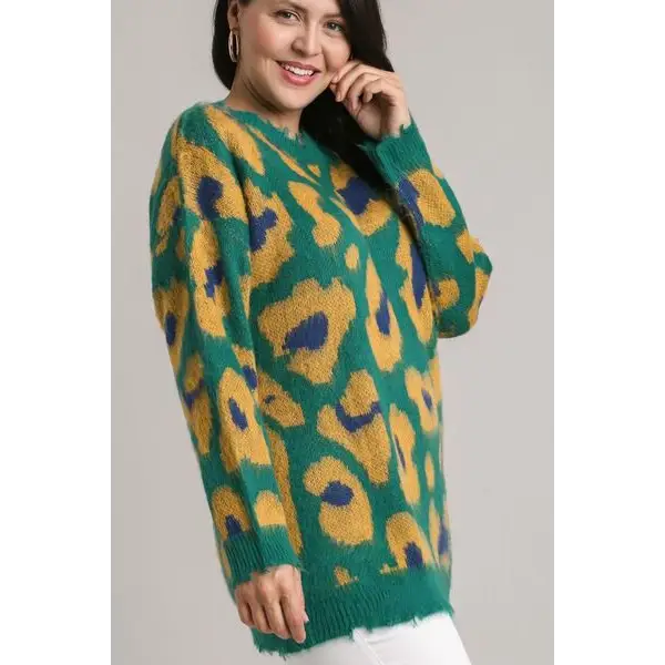 Leopard Destroyed Rib Band Sweater.