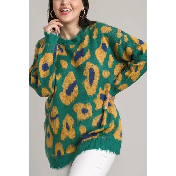 Leopard Destroyed Rib Band Sweater.