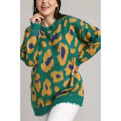 Leopard Destroyed Rib Band Sweater.