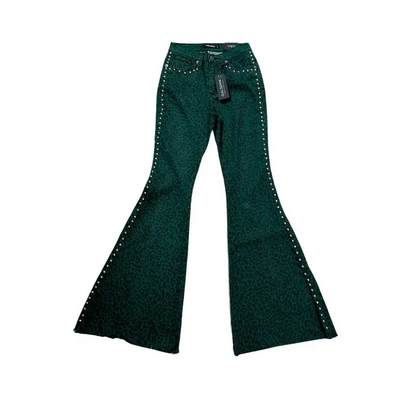 Leopard Studded Bell Bottom Jean.