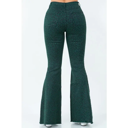 Leopard Studded Bell Bottom Jean.