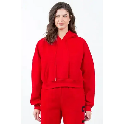 Letter Graphic Long Sleeve Drawstring Cropped Hoodie.