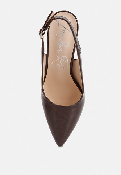 Macha Croctexture Sling Back Heels