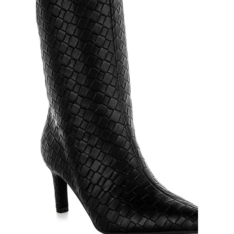Mentha Woven Faux Leather Boots.