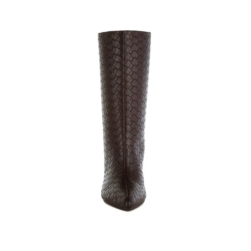 Mentha Woven Faux Leather Boots.