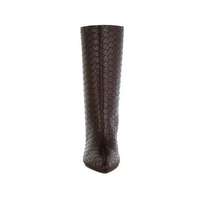 Mentha Woven Faux Leather Boots.