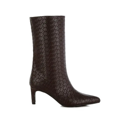 Mentha Woven Faux Leather Boots.
