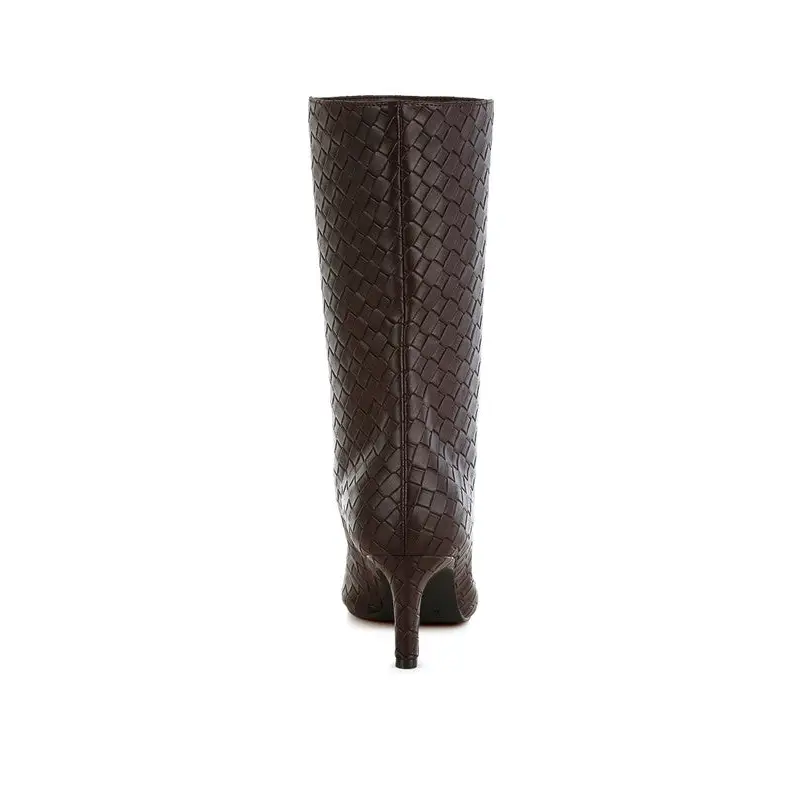 Mentha Woven Faux Leather Boots.