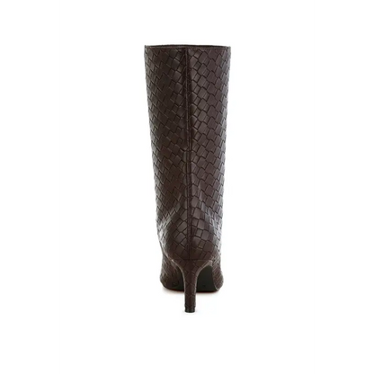 Mentha Woven Faux Leather Boots.