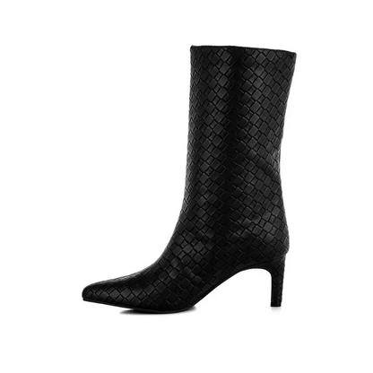 Mentha Woven Faux Leather Boots.