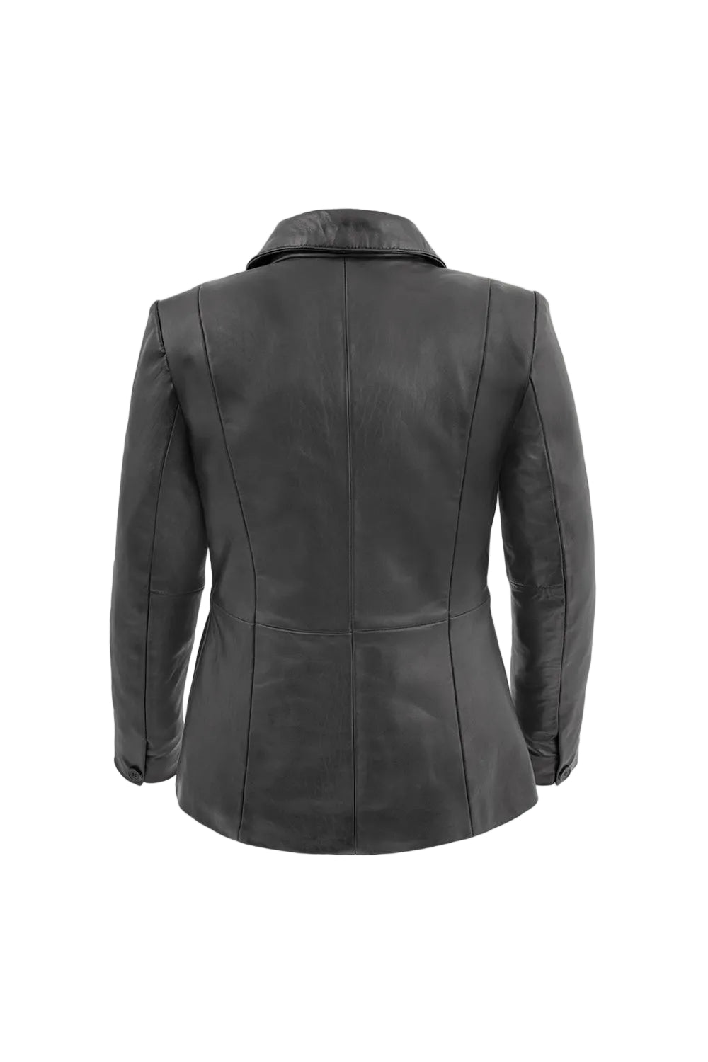 Black leather jacket on a white background