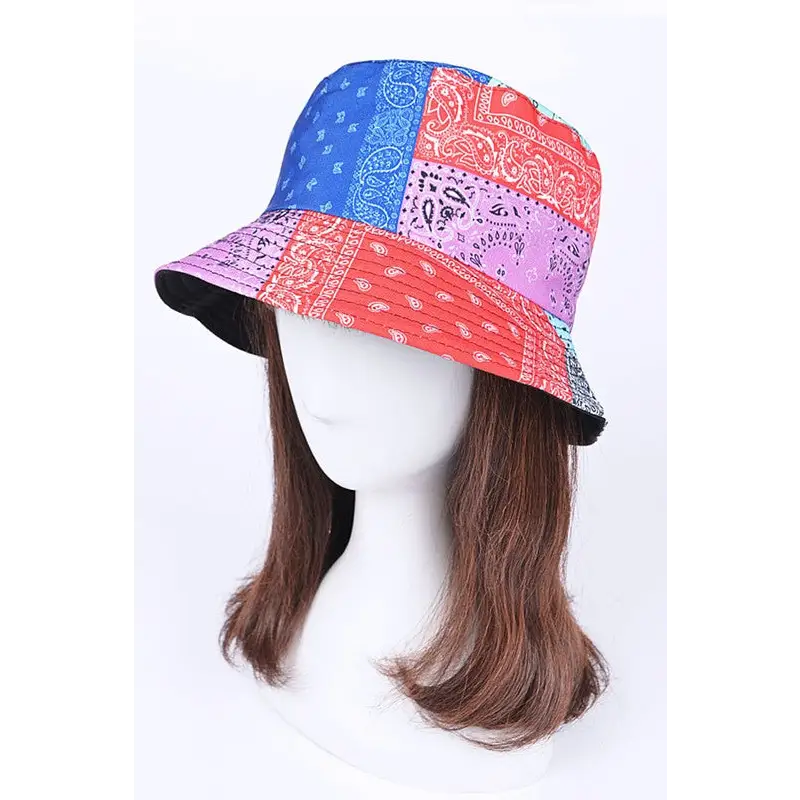 Mix Print Bandana Reversible Bucket Hat.