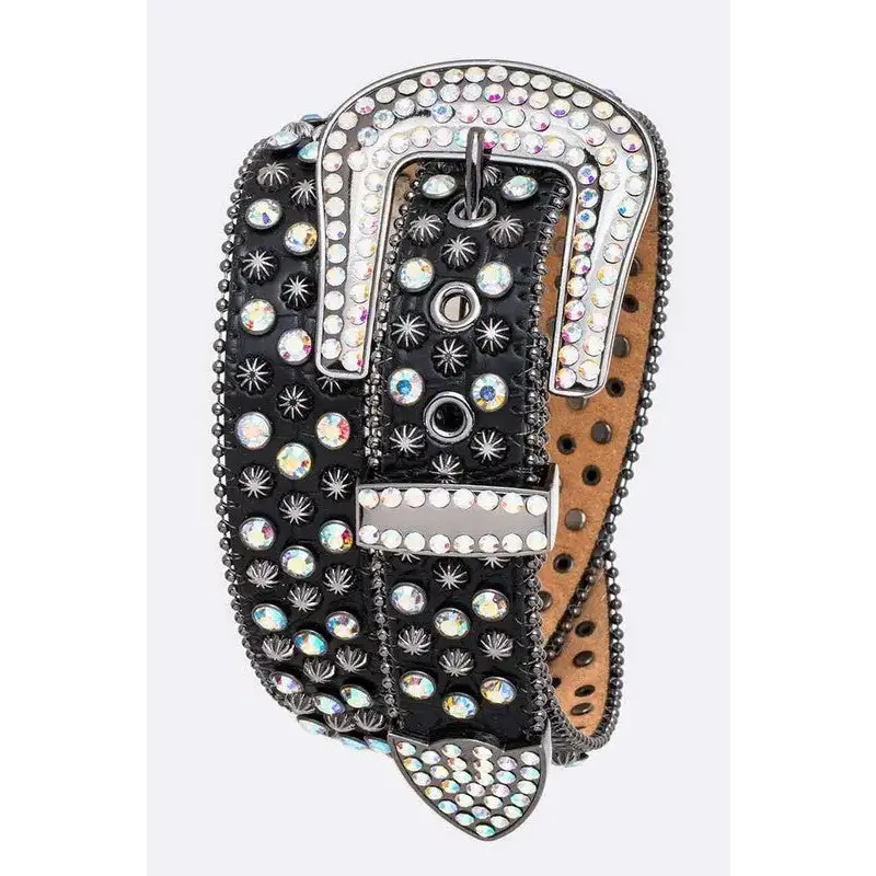 Mix Studs Crystal Western Belt.
