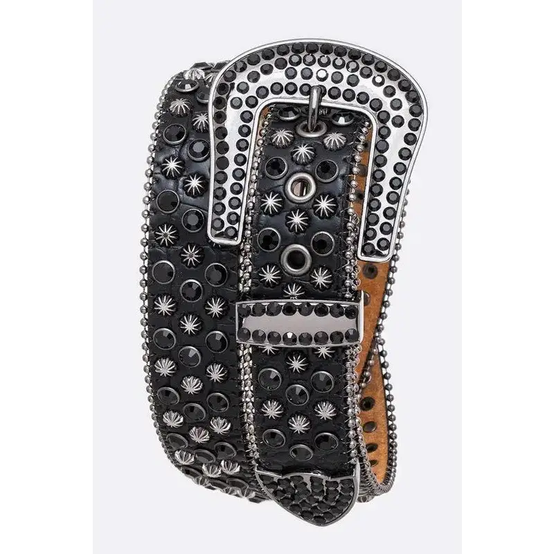 Mix Studs Crystal Western Belt.