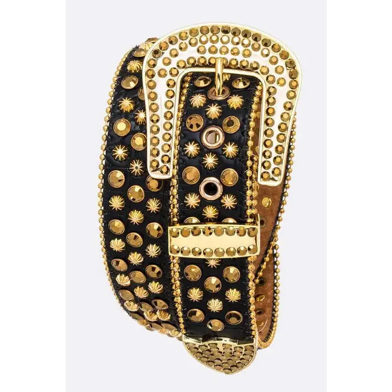 Mix Studs Crystal Western Belt.
