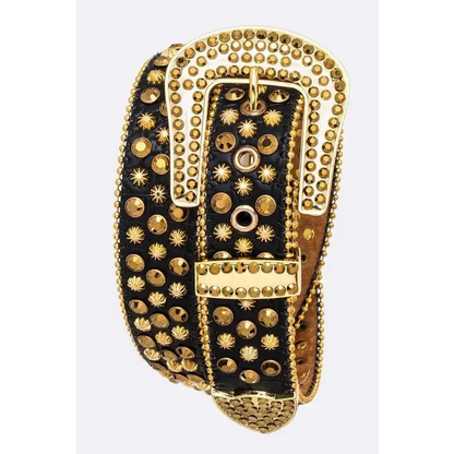 Mix Studs Crystal Western Belt.