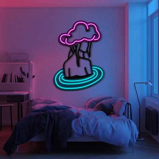 Cloudy Mind Metal Neon Wall Art