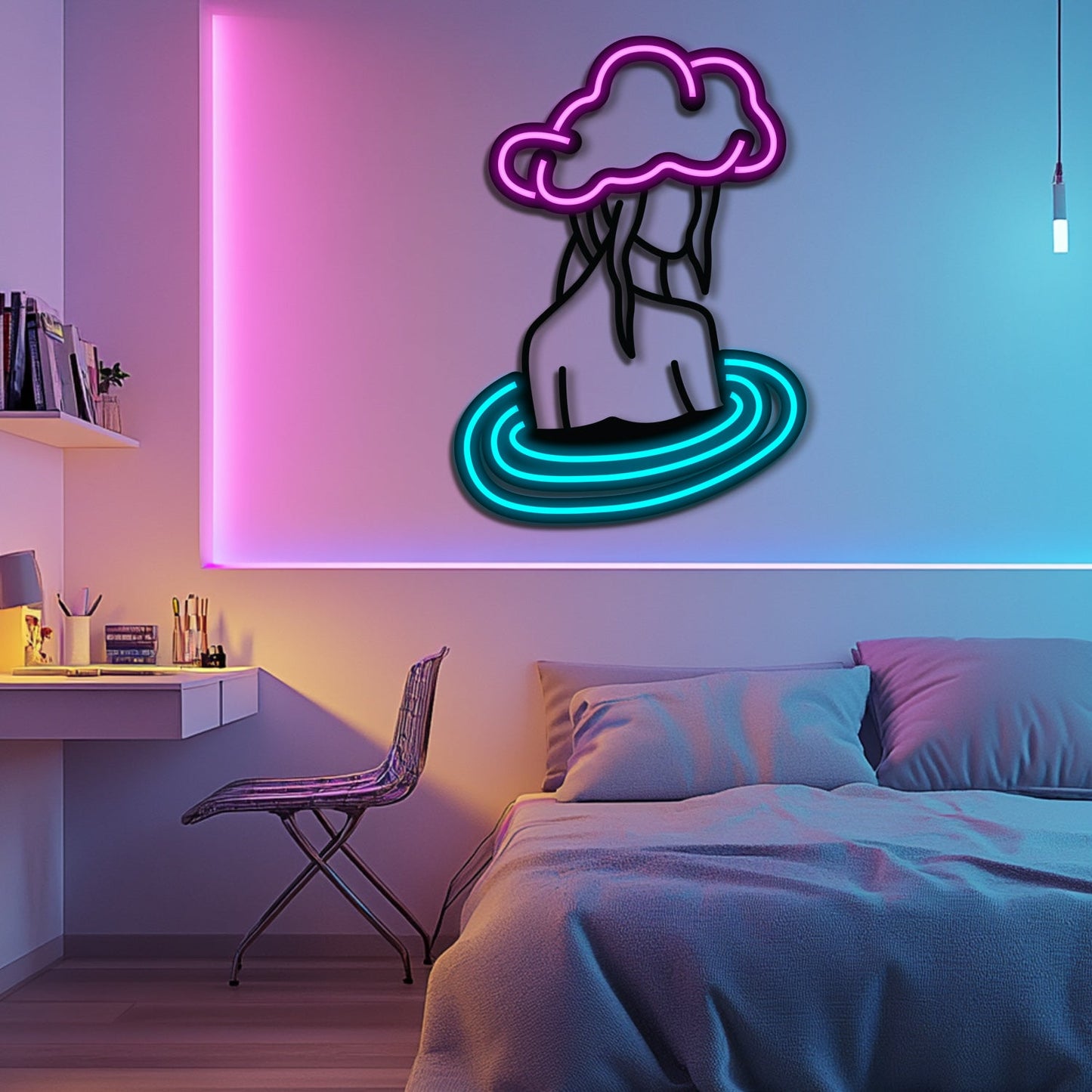 Cloudy Mind Metal Neon Wall Art