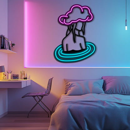 Cloudy Mind Metal Neon Wall Art