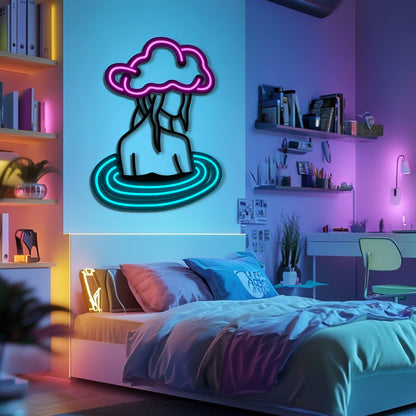 Cloudy Mind Metal Neon Wall Art