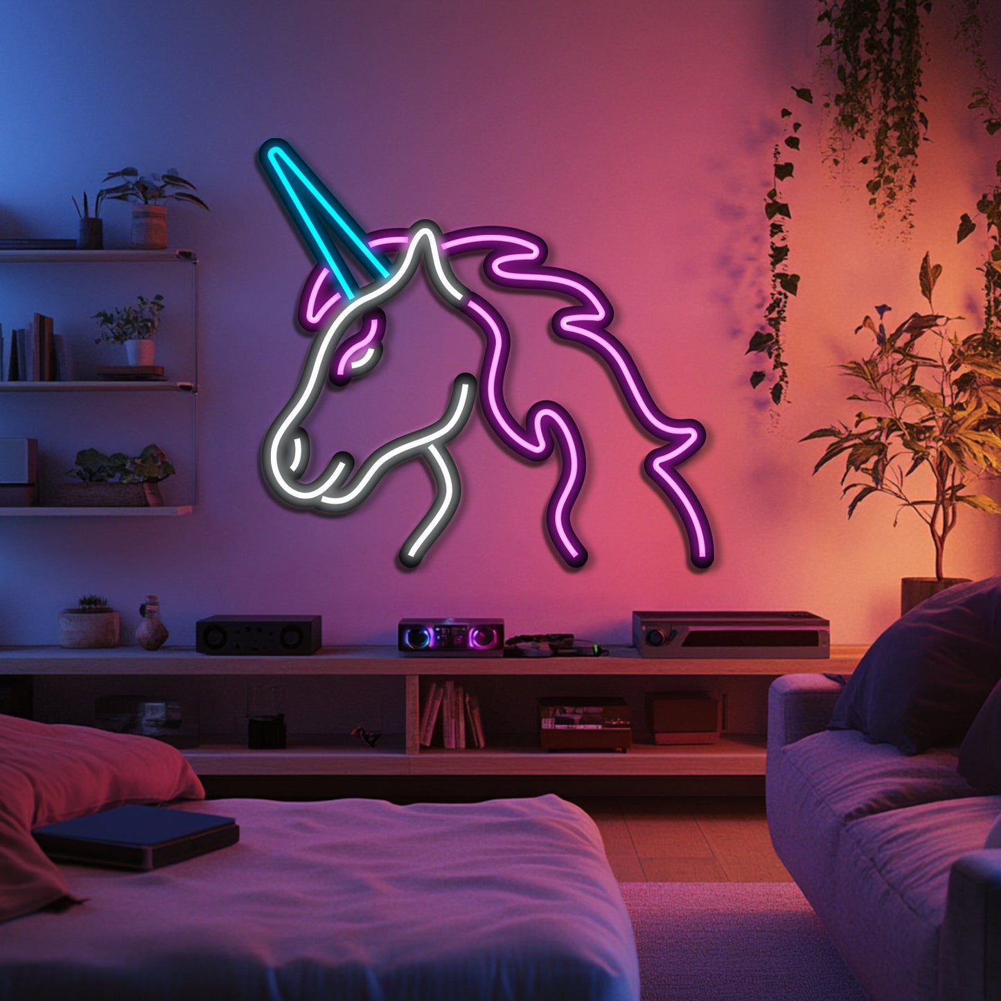 Unicorn Metal Neon Wall Art