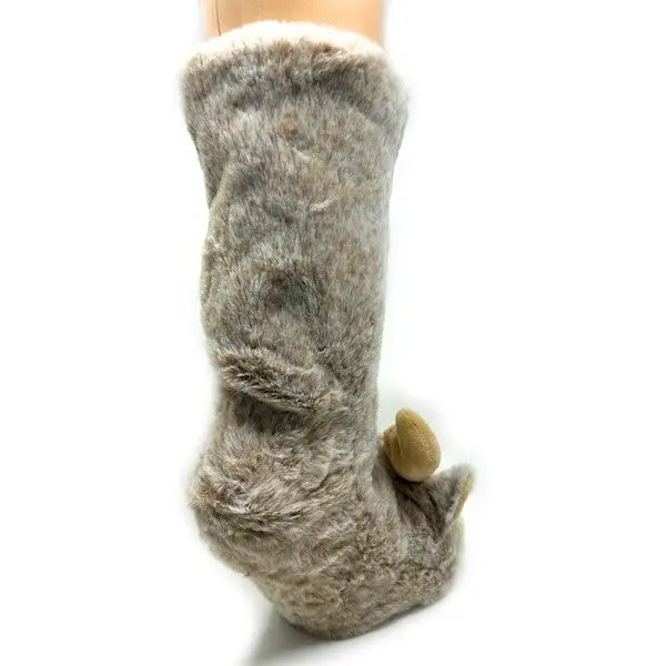 Moose Up - Women's Plush Animal Slipper Socks.