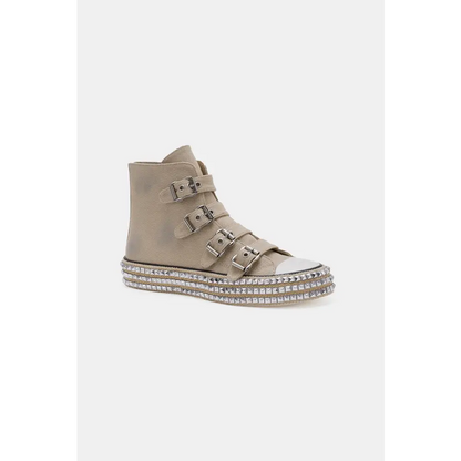 Multi-Buckle Straps Studded Platform Sneakers.