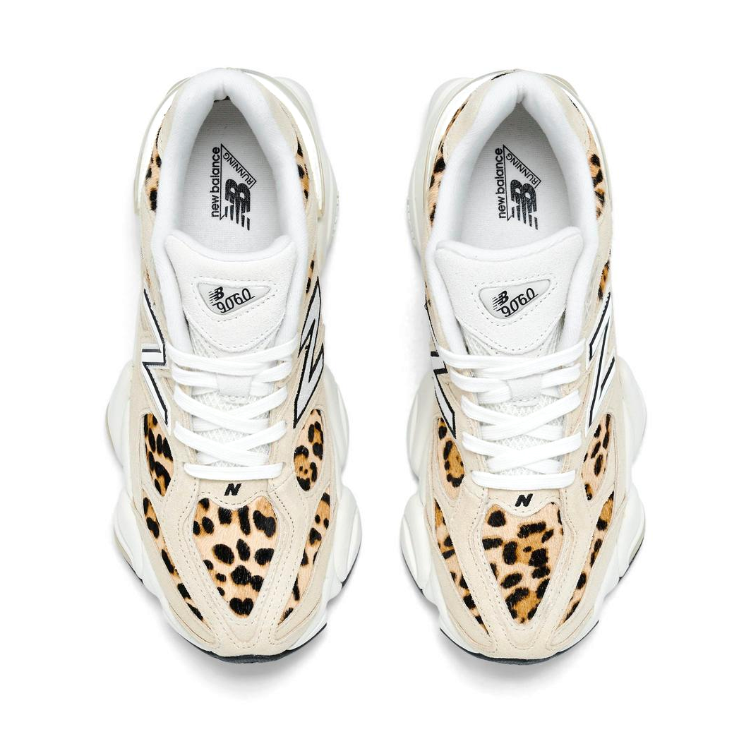New Balance 9060 Tan Leopard Print White