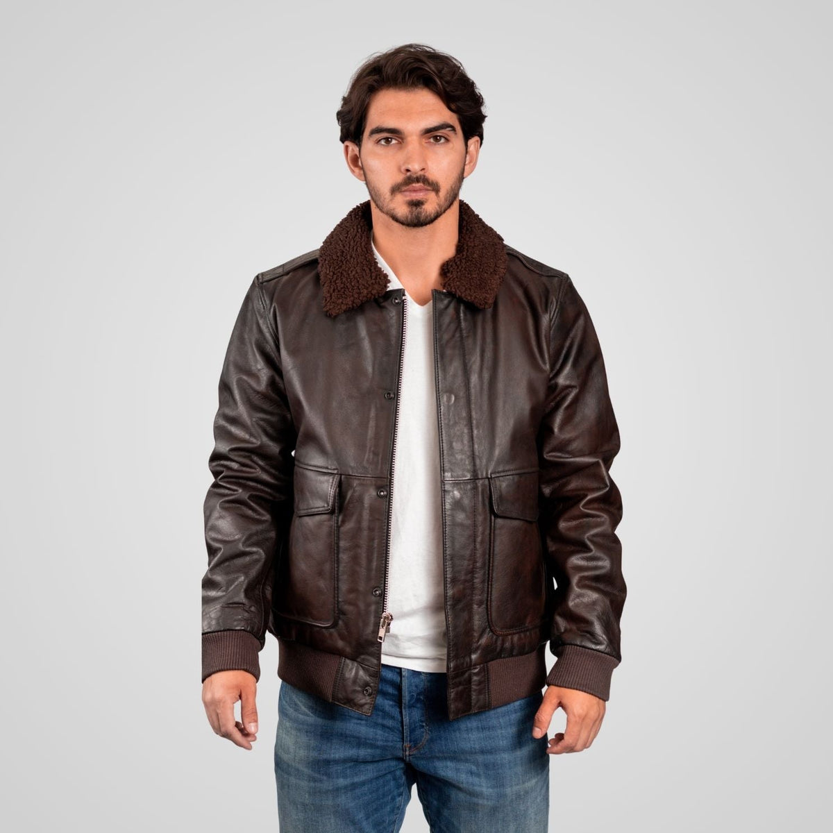 Old World Map Men’s Leather Bomber Jacket