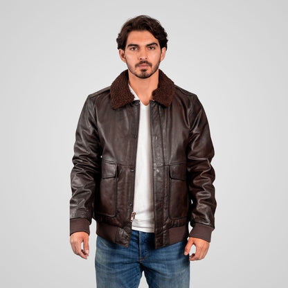 Old World Map Men’s Leather Bomber Jacket