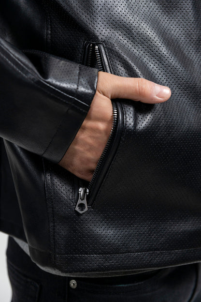 Oliver Men's Perforated Faux Leather Jacket