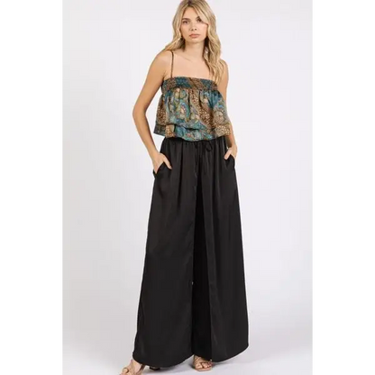 Paisley Patchwork Print Satin Ruffle Crop Cami.