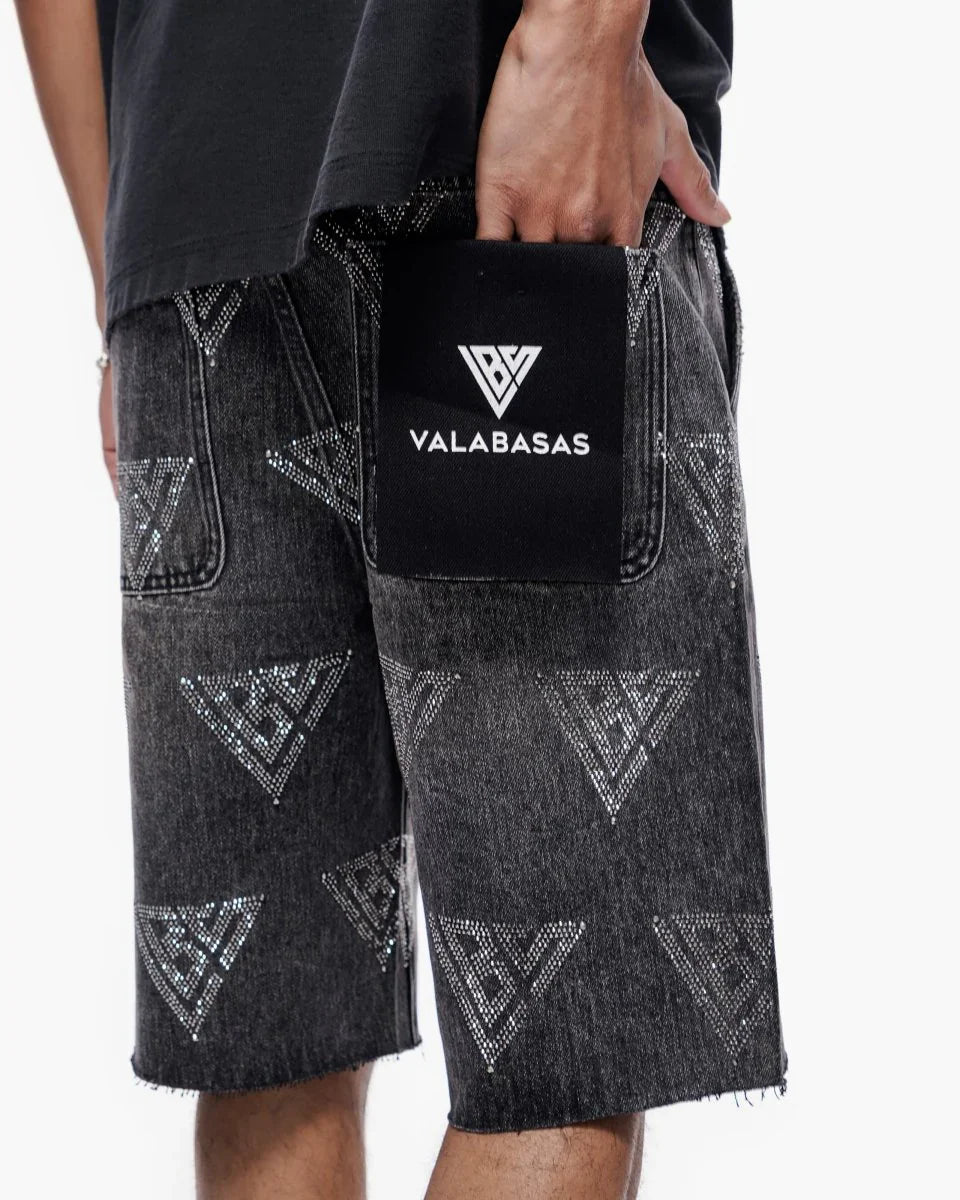 Palace Rhinestone Shorts | Grey Wash