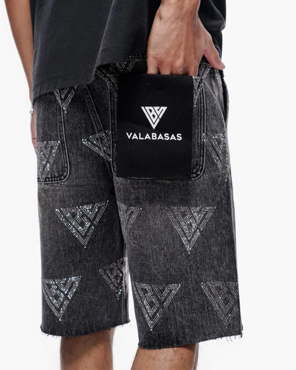 Palace Rhinestone Shorts | Grey Wash
