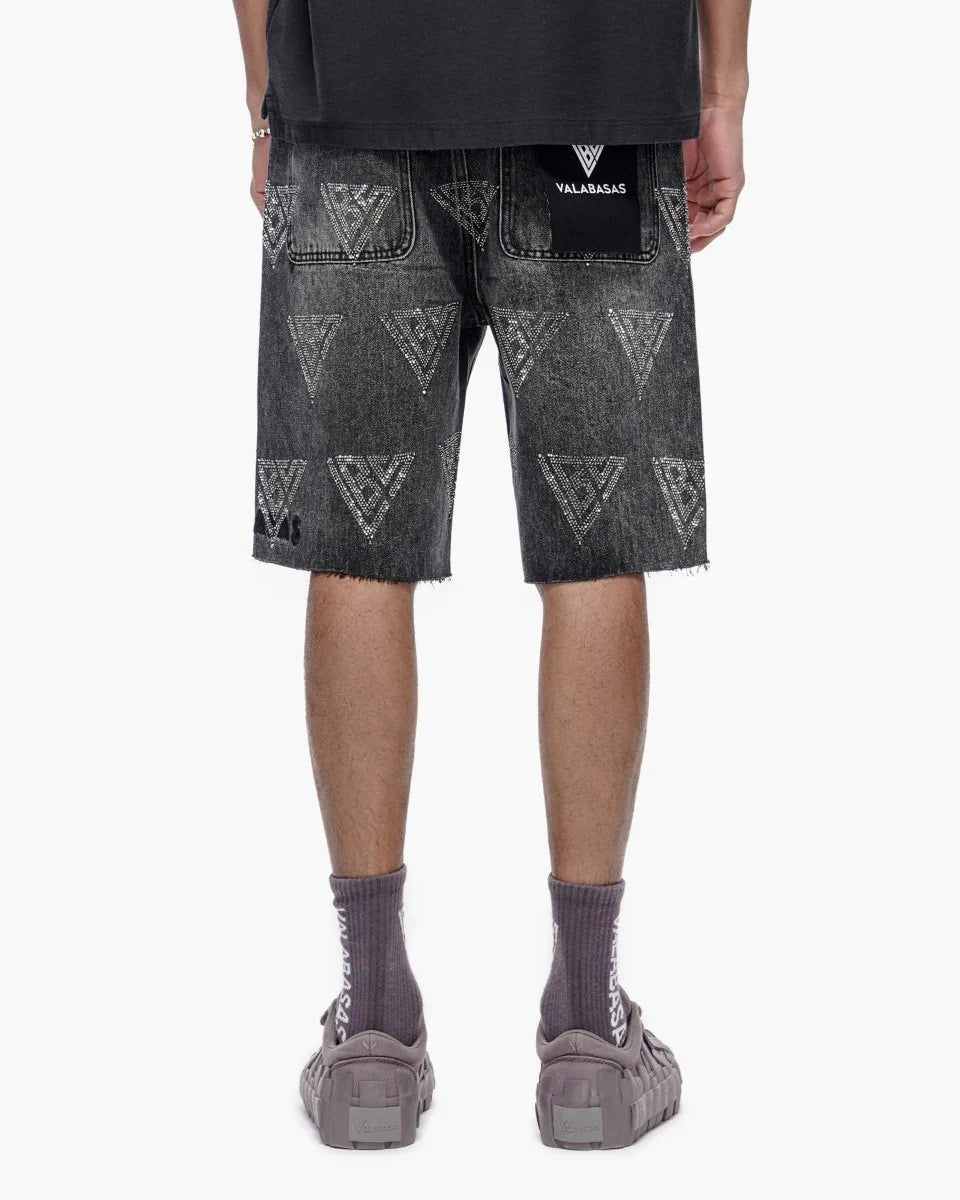 Palace Rhinestone Shorts | Grey Wash
