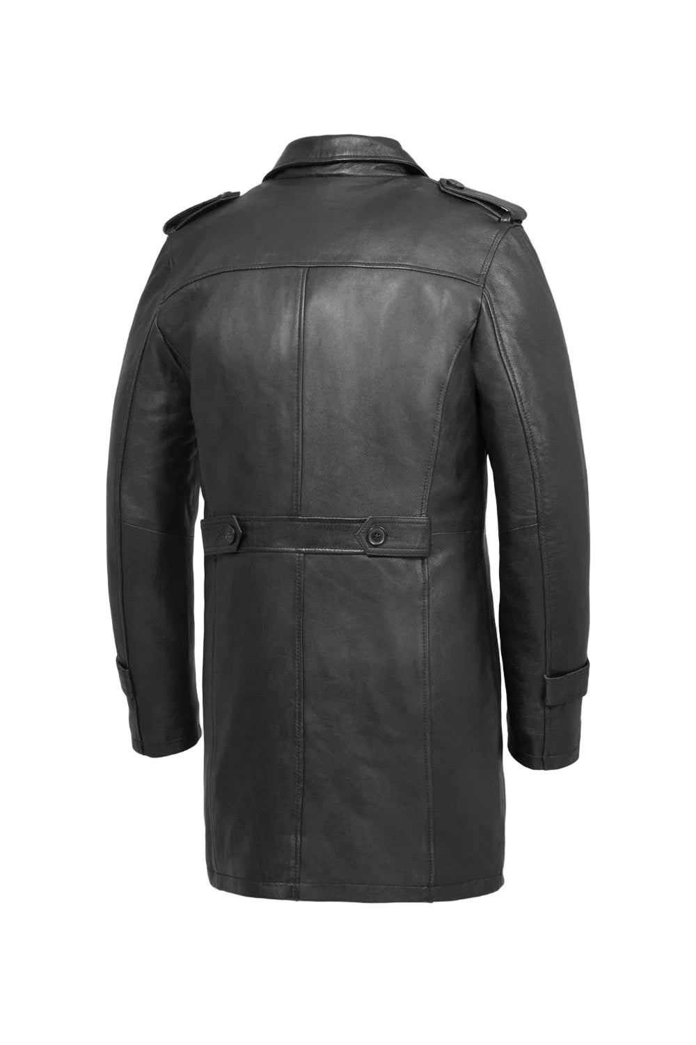 Black leather coat on a white background