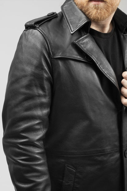 Parker Men's Leather Overcoat