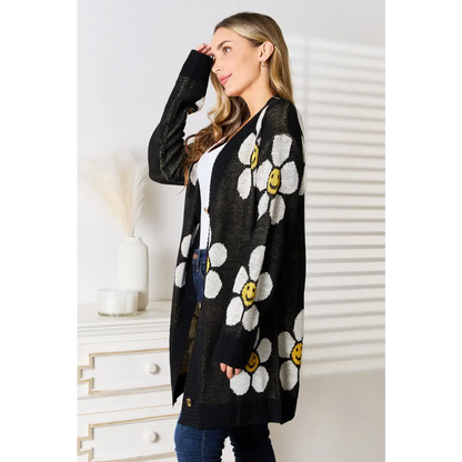 Perfee Floral Button Down Longline Cardigan.