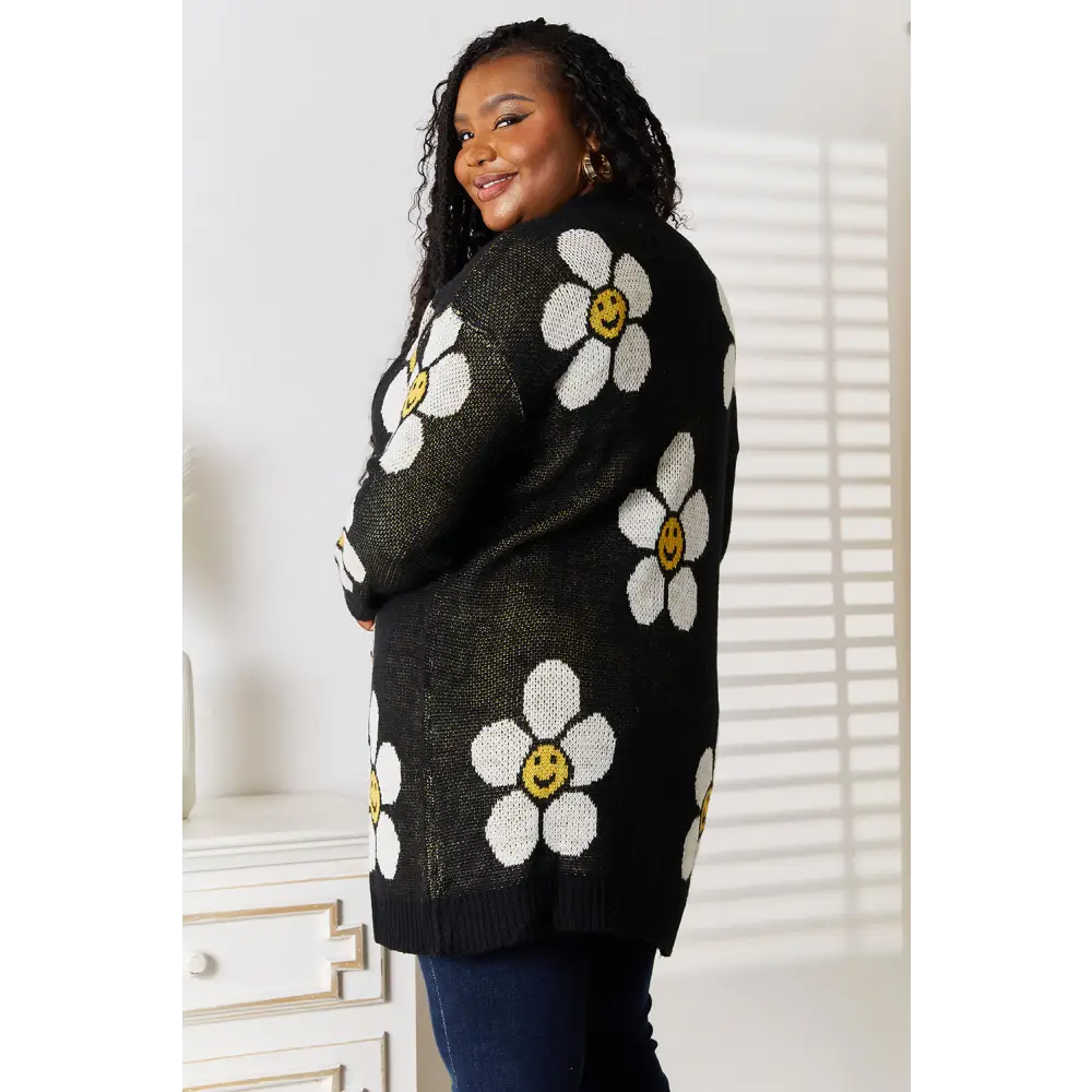 Perfee Floral Button Down Longline Cardigan.