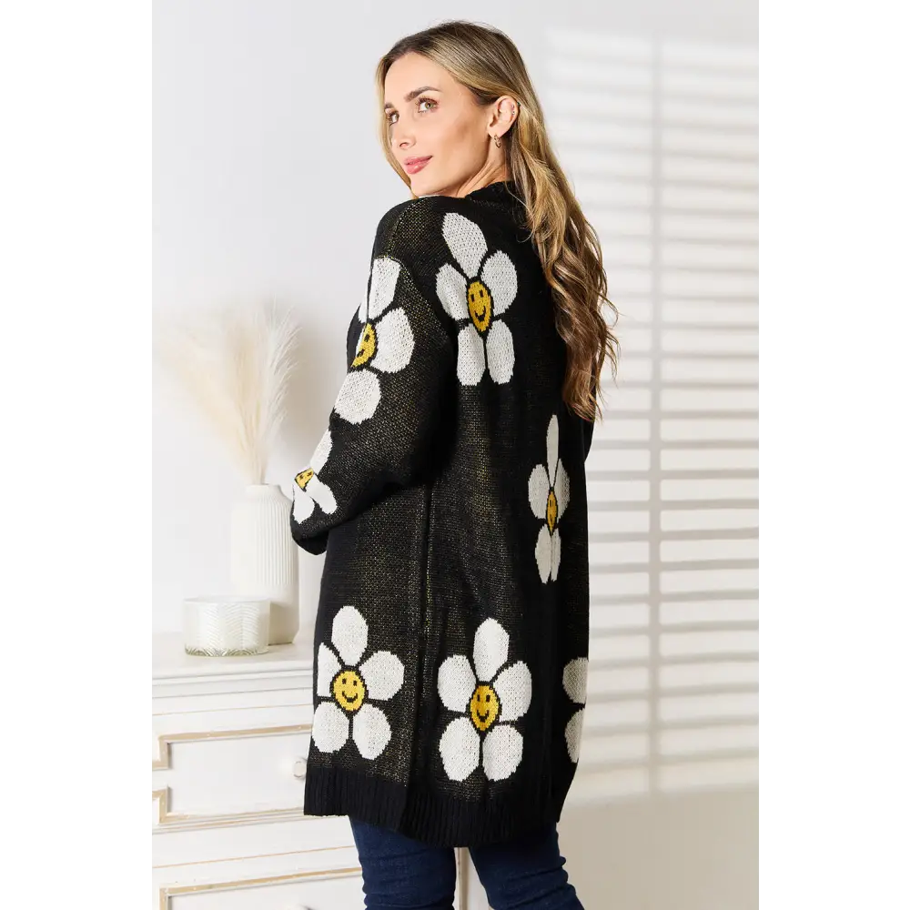Perfee Floral Button Down Longline Cardigan.