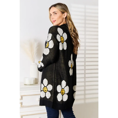 Perfee Floral Button Down Longline Cardigan.