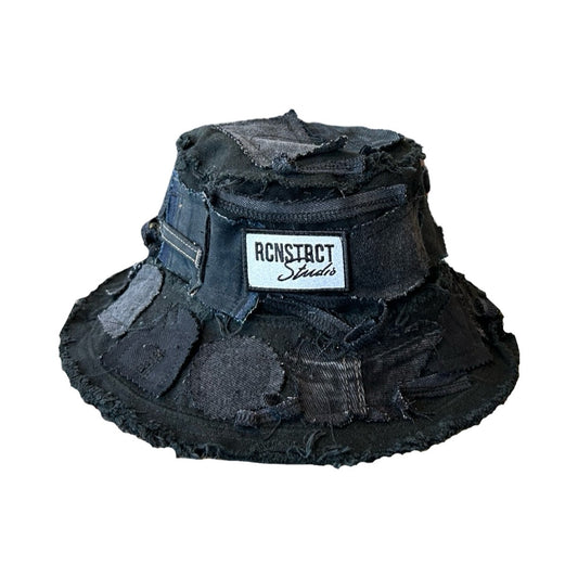 Black Denim Detail Bucket Hat