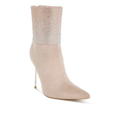 Podstar Rhinestones Embellished Foldover Boots.